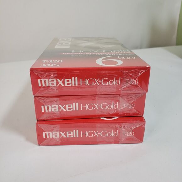 3 New Blank Sealed Maxell HGX-Gold T-120 VHS Video Cassettes - Picture 3 of 6